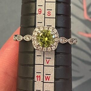 Silver and Green Peridot Gemstone Ring - August Birthstone